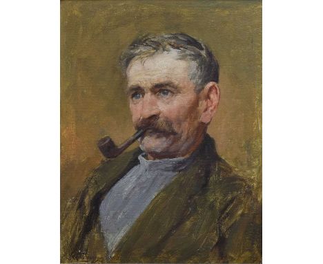 Charles Herbert Thompson (1870-1946) - Oil on board - Portrait of a gentleman with pipe, signed and date 1920 lower left, 44.