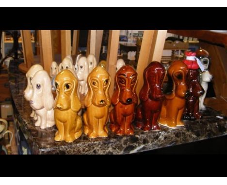 A collection of Droopy dog ornaments - some are Sylvac 