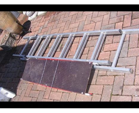 An aluminum ladder and platform  
