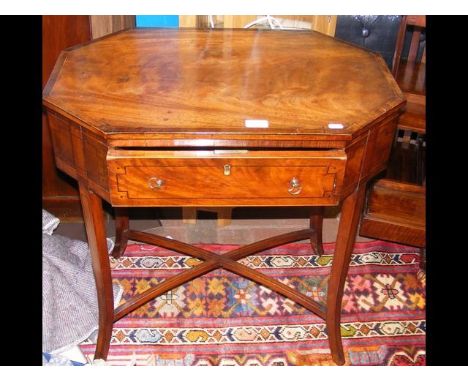 A Sheraton mahogany side table with single drawer and cross banded topCONDITION REPORTBy our judgement, condition of lot is g