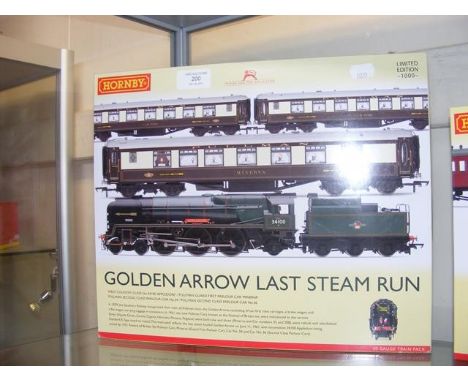 A boxed Hornby Golden Arrow Last Steam Run trainsetCONDITION REPORTBy our judgement, condition of lot is good and we suggest 