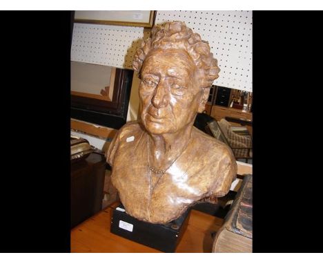 MARCUS KAYE '67, member of The Society of Portrait Sculptors - ceramic (possibly terracotta) female bust - 47cms, mounted on 