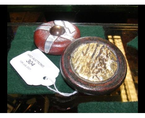 A Japanese Kagamibuta Netsuke, together with a Japanese Manju Netsuke