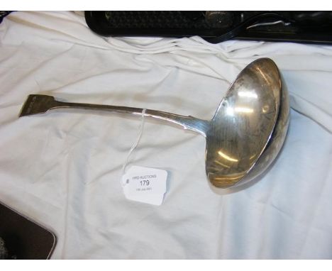 A silver fiddle patterned ladle, Dublin 1823, maker probably Samuel Neville - weight 7.2 troy ounces - length 35cms 