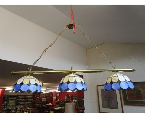 Triple 'billiard table' centre light with Tiffany style shades