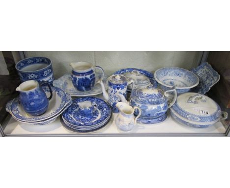 Shelf of blue & white china