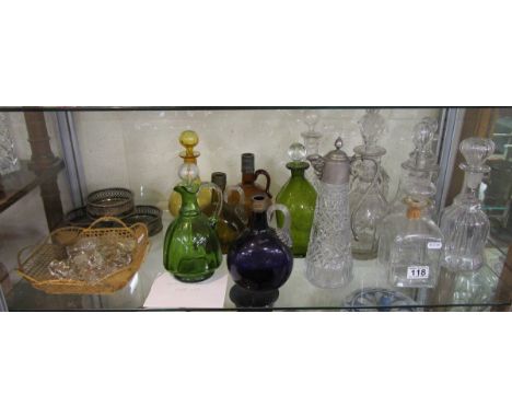 Shelf of glass to include decanters & stoppers