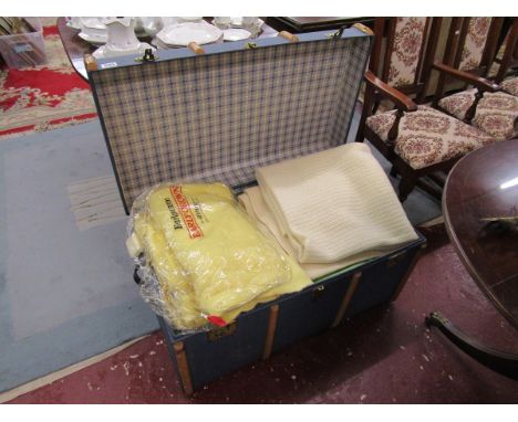 Large travelling trunk & contents