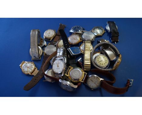 Twenty four various vintage Swiss wristwatches, to include; Swiss Emperor; Buler; Rubina; Orion; Kander; Roamer and others