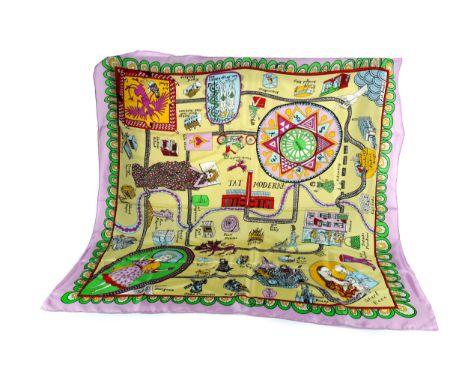 * GRAYSON PERRY RA (BRITISH b. 1960), 100% SILK SCARF, produced for the Tate 91cm x 88cm, in box