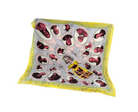 GRAYSON PERRY 'UNPOPULAR CULTURE' SCARF, silk, approximately 80cm x 80cm