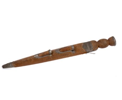 LATE 19TH CENTURY BOXWOOD DIRK,the blade with faceted back edge, single fuller pierced with graduated holes complemented by p