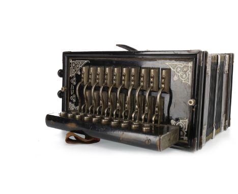EARLY 20TH CENTURY 19-BUTTON MELODIAN maker Peter Wyper of Saxony, with nickel mounts, 30cm long