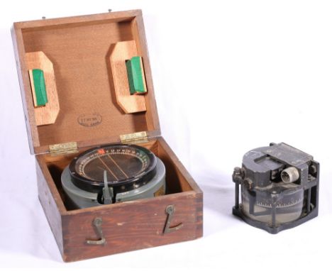 WWII aircraft compass type P8 n080320D in fitted box and a US Navy Aircraft compass mk VIII.
