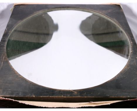 Ship's concave glass searchlight mirror in wood frame CONDITION REPORT: 65cm square
Some light scratching to the surface,
Ins