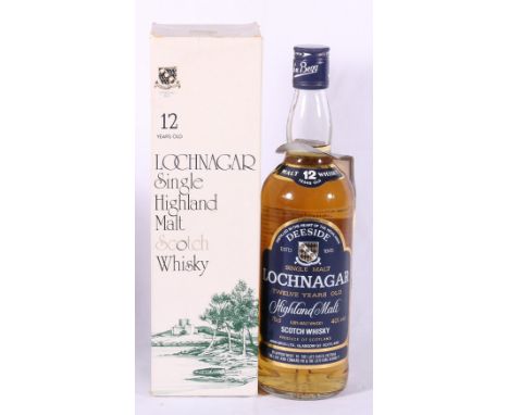LOCHNAGAR 12 year old Highland single malt Scotch Whisky, distilled and bottled by John Begg Ltd of Glasgow (1980's) 40% vol.