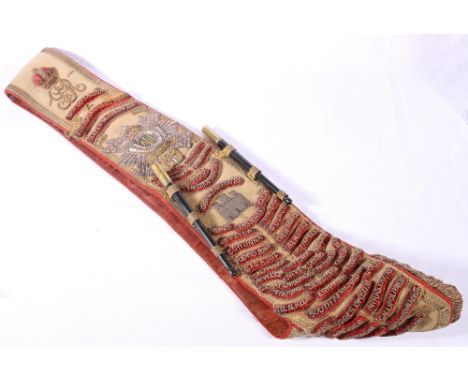 George V drum major's sash or baldric of the 6th Battalion The Highland Light Infantry - City of Glasgow Regiment decorated w