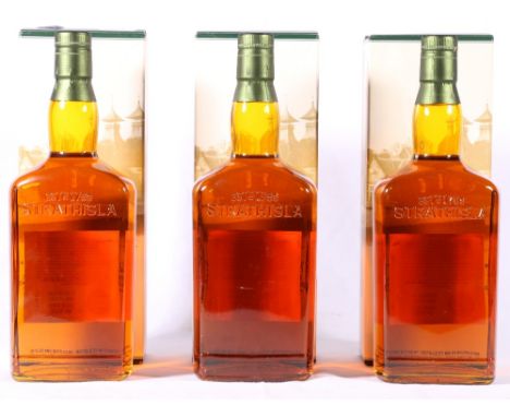 STRATHISLA 12 year old single malt Scotch whisky, 43% vol, 75cl each lacking front label (possible sample bottling) boxed
