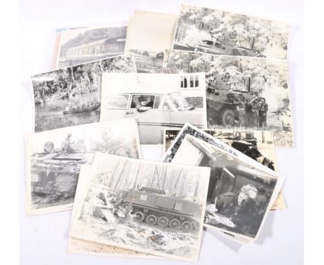 Collection of WWII interest photographs, most of transport interest including tanks, helicopters, army vehicles, aircraft car