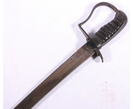 British Light Cavalry Officers sword with curving blade, D langets, stirrup hilt and wire bound leather grip, blade length 80
