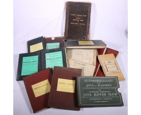 Collection of Vintage maps including Edward Stanford Railway map of the United States 1901 and another 1909, Edward Stanford 