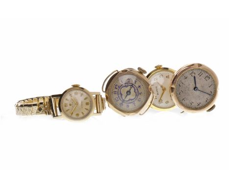 LADY'S MID TWENTIETH CENTURY BUREN GOLD PLATED MANUAL WIND WATCHalong with two lady's early twentieth century nine carat gold