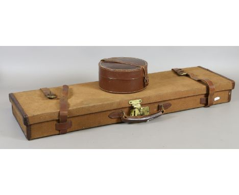 A vintage hand held gun case along with a leather shirt collar case.