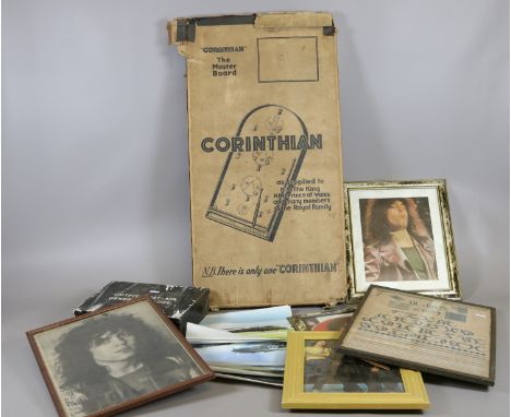 A quantity of vintage ephemera to include army first aid box, sampler, Corinthian bagatelle board etc.