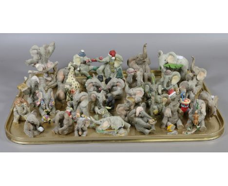 A tray of ceramic 'tuskers' elephant models approximately twenty nine pieces.