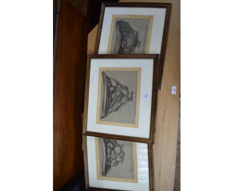 HENRY HOLZER, A SET OF THREE LIMITED EDITION PRINTS, 'THE MISERICORDES, NORWICH CATHEDRAL' , FRAMED AND GLAZED, 43CM WIDE
