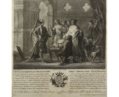 GUARANA, Giacomo, gestochen von Francesco del Pedro, "Venuta di narsete Generale d'armi dell'Imperator Giustiniano", Kupferst