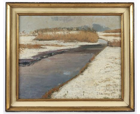 JUNGHEIM, Julius (1878-1957), "Winterlandschaft", Öl/Lwd., 36 x 43, unten rechts signiert, "1909" datiert und unleserlich ort