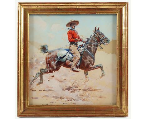 UNGEWITTER, Hugo (1869-1947), "Mexikaner zu Pferde", Gouache/Karton, 37 x 35,5, unten links signiert und "1930" datiert, R.