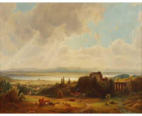 SCHLEICH, Eduard (1812-1874), Kopie nach, "Blick auf den Starnberger See", Öl/Lwd., 113 x 139, unten links signiert "Mogensen