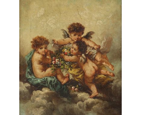 LUTYENS, Charles August H. (1829-1915), "Paar Allegorien mit Putten", Öl/Lwd., 31 x 25,5, besch., jeweils signiert, R.