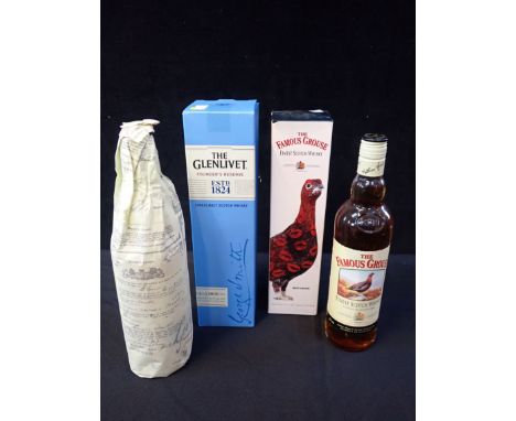 THE GLENLIVET FOUNDER'S RESERVE SINGLE MALT SCOTCH WHISKY (boxed), and two bottles of The Famous Grouse Whisky (3)