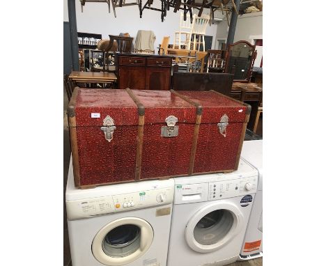 A large vintage travel trunk 