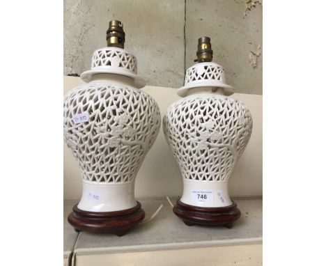 Two "Blanc de Chine" lamp bases 