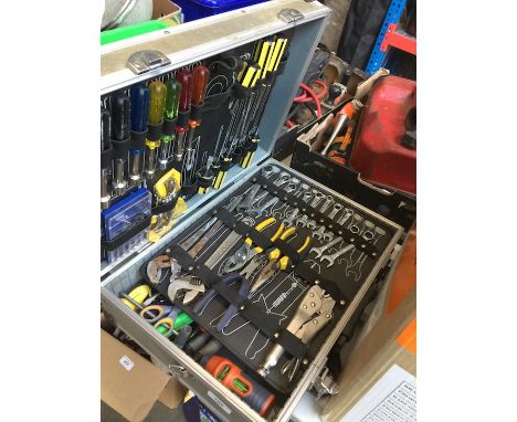 A metal case complete with small hand tools 