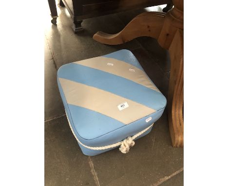 A blue and white retro pouffe 