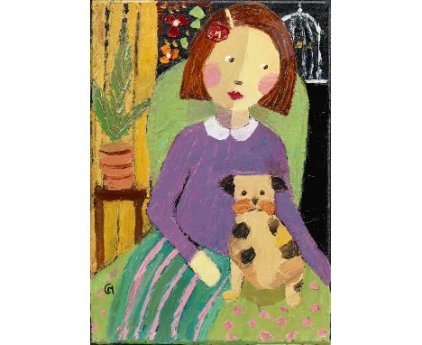 CATRIONA MILLAR, GEORGE WITH JANE oil on canvas, initialled, further signed and dated 2024 versounframedoverall size 31cm x 2