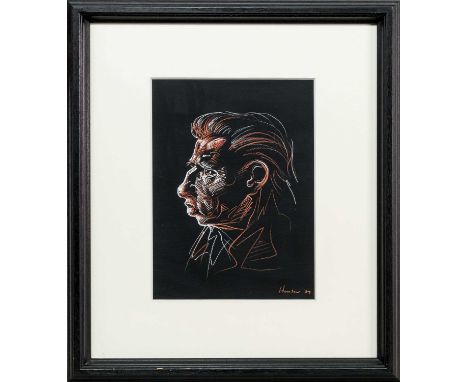 * PETER HOWSON OBE (SCOTTISH b. 1958), MALE HEAD IN PROFILE  pastel on paper, signed and dated '09, Mounted, framed and under