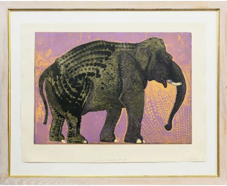 ROBERT RIVERS (AMERICAN CONTEMPORARY), ELEPHANT - PURPLE GARDEN  limited edition artist's proof colour etching on paper, sign