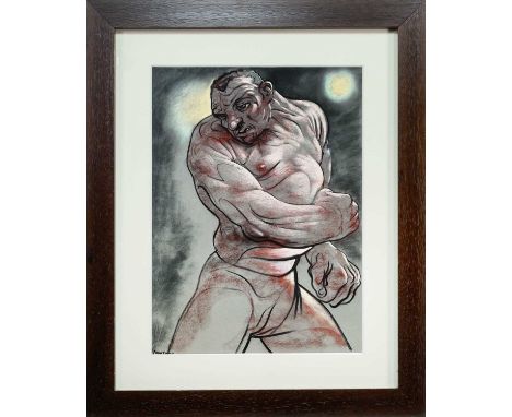 * PETER HOWSON OBE (SCOTTISH b. 1958) FIGHTER pastel on paper, signedmounted, framed and under glassimage size 60cm x 44cm, o