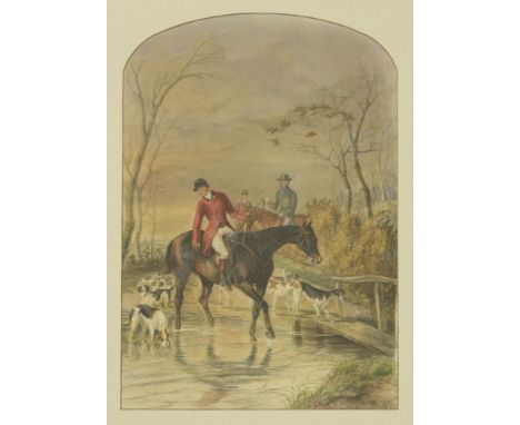George Henry Laporte (1799-1873)HUNTING SCENESA pair, both signed and dated 1835, watercolour, arched top63 x 41cm (2)