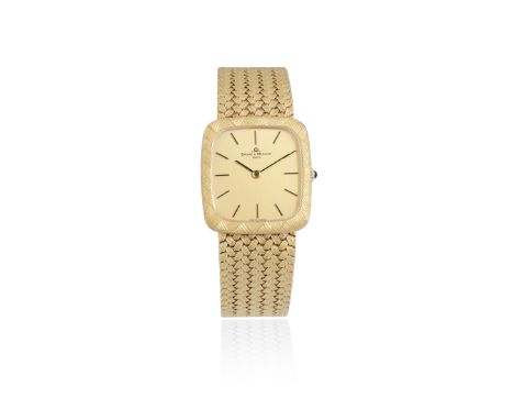 Baume &amp; Mercier. An 18K gold manual wind rectangular bracelet watchReference: 37224 9Date: Circa 1980Movement: 17-jewel C