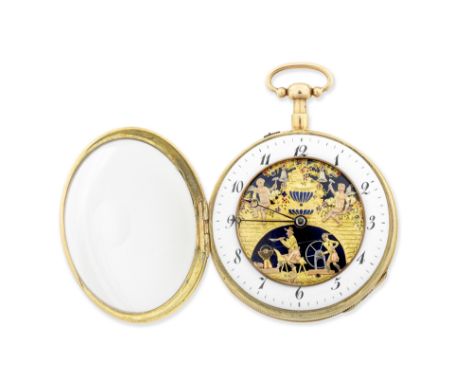 Blanc Fils, Palais Royal. A very fine and unusual key wind open face quarter repeating pocket watch with five automaton'The K