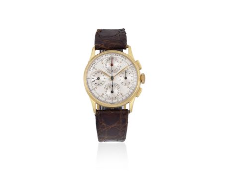 Universal Genève. An 18K gold manual wind calendar chronograph wristwatchModel: Dato-CompaxReference: 12495Date: Circa 1950Mo