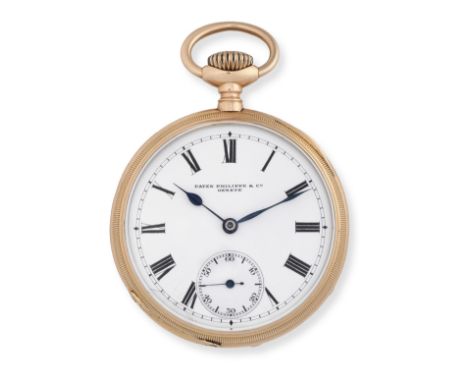 Patek Philippe. An 18K rose gold keyless wind open face pocket watchDate: Manufactured 1888, Purchased 31st January 1889Movem