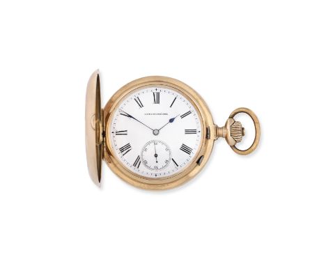 Jaccottet Watch Co. A gold keyless wind full hunter chronometer pocket watchDate: Circa 1870Movement: Gilt 3/4 plate pivoted 